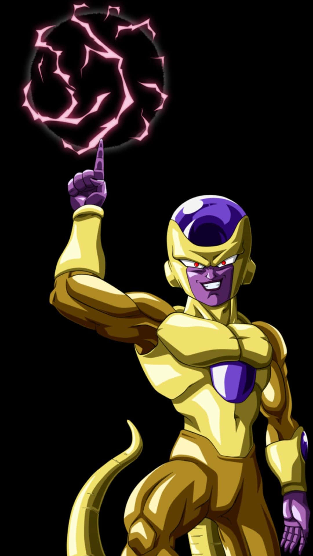 Golden Frieza, pink energy sphere, black background, Full HD Phone Wallpaper
