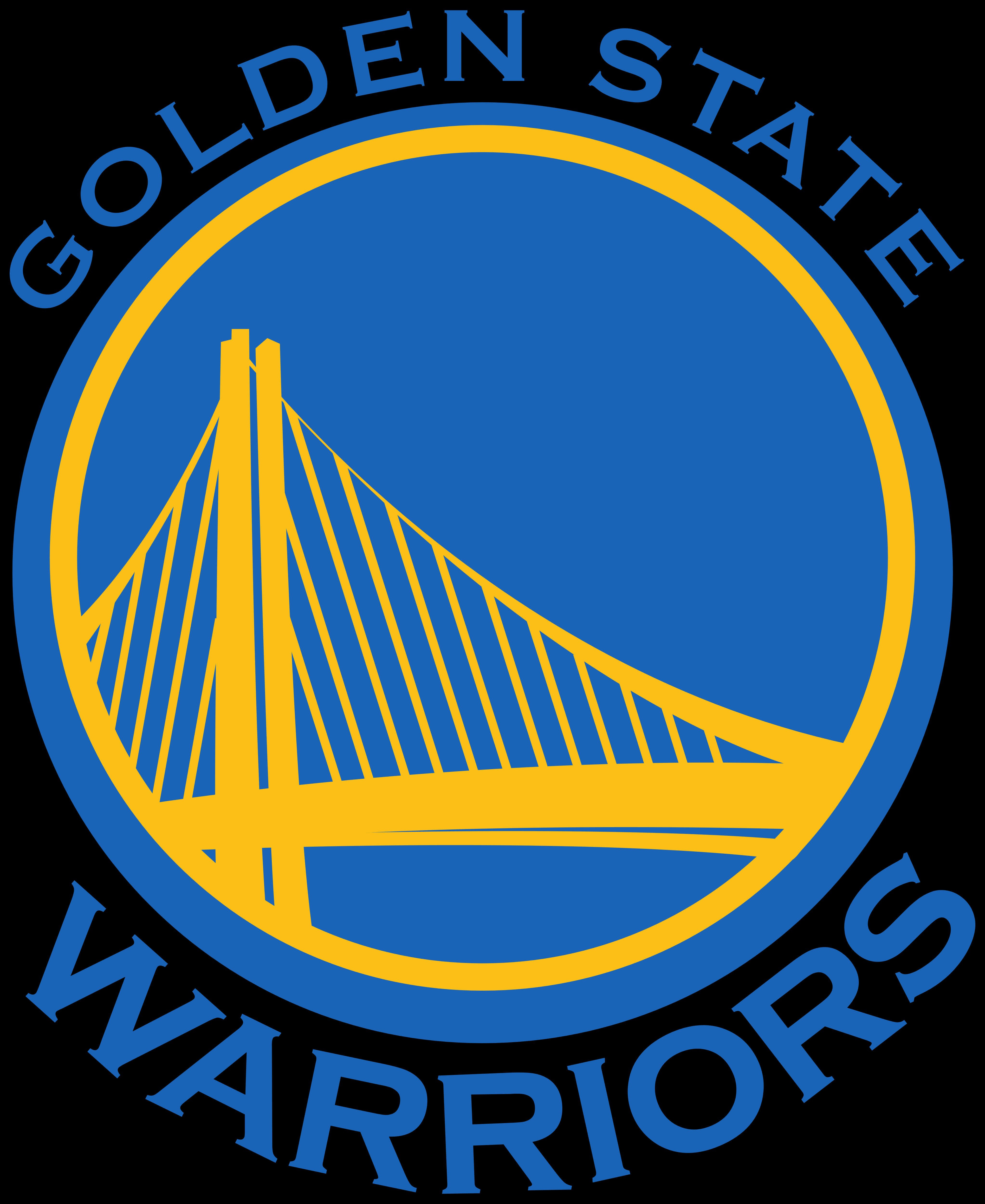Golden State Warriors, yellow bridge silhouette, blue background, 4K Phone Wallpaper