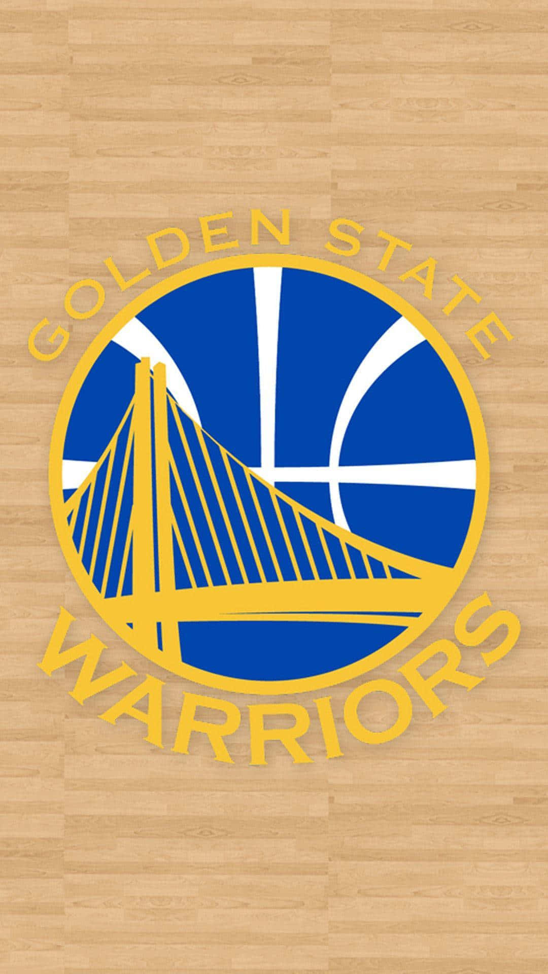Golden State Warriors Logo, light wood basketball court floor, Full HD Phone Wallpaper
