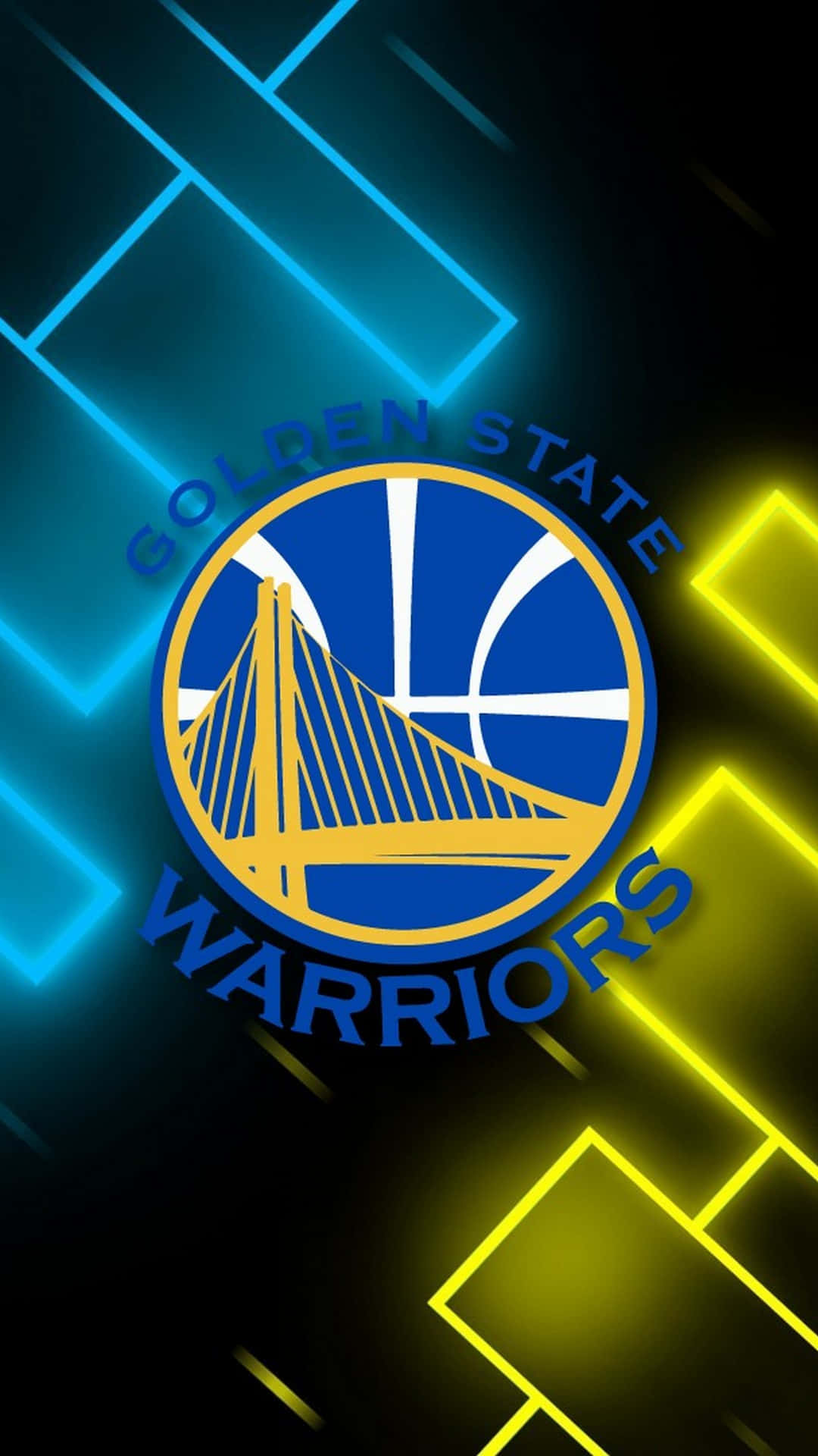 Golden State Warriors Logo, neon blue, yellow lines, Full HD Phone Wallpaper