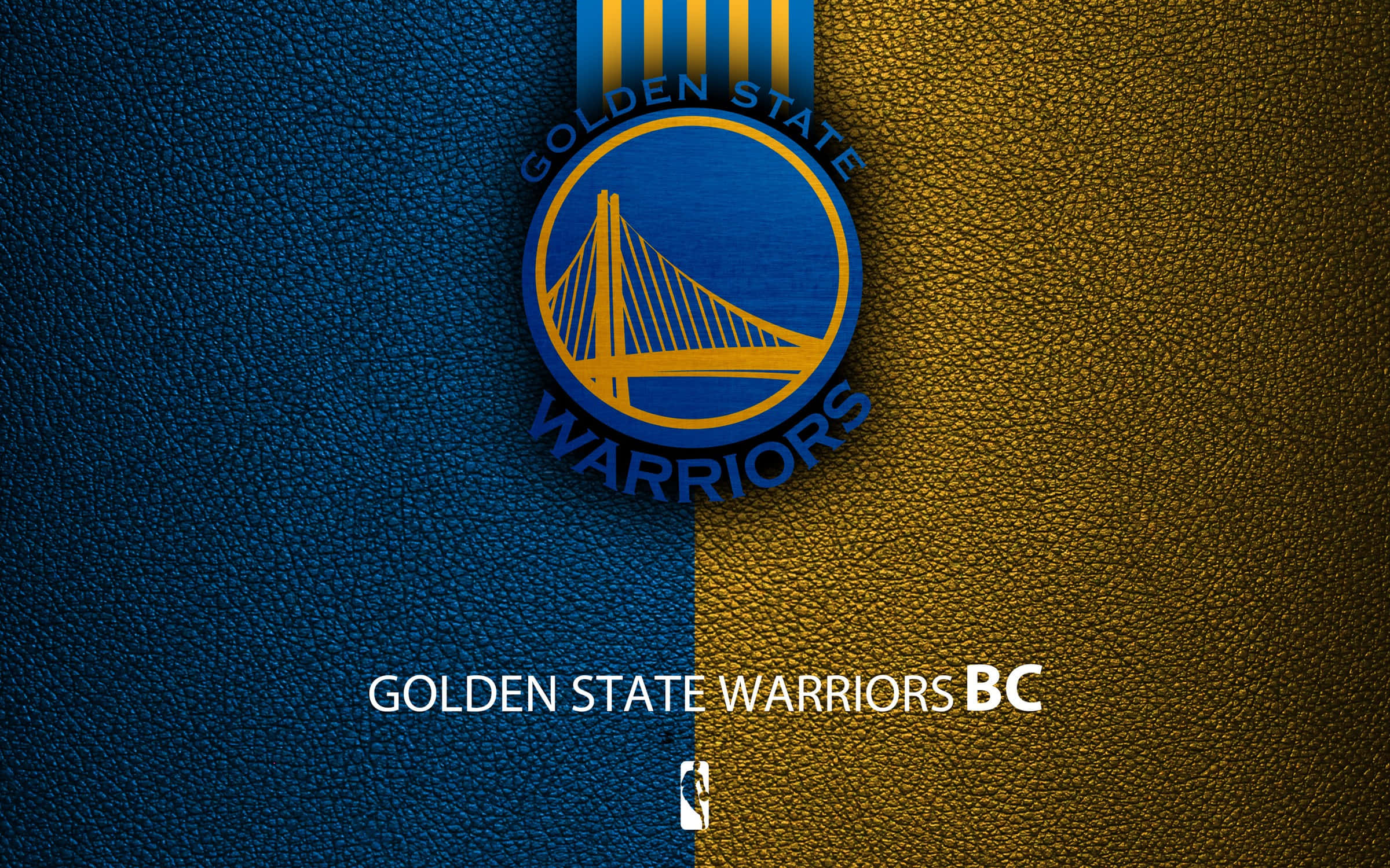 Golden State Warriors Logo, blue and gold leather texture, team text, Full HD Desktop Wallpaper