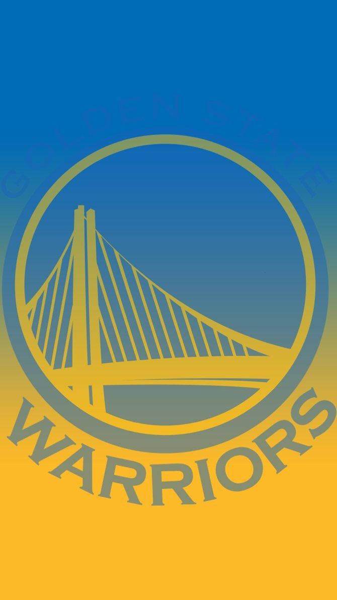 Golden State Warriors, yellow bridge silhouette, blue to yellow gradient background, SD Phone Wallpaper