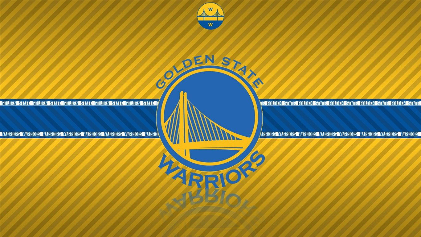 Golden State Warriors, logo, bold yellow diagonal striped background, HD Desktop Wallpaper