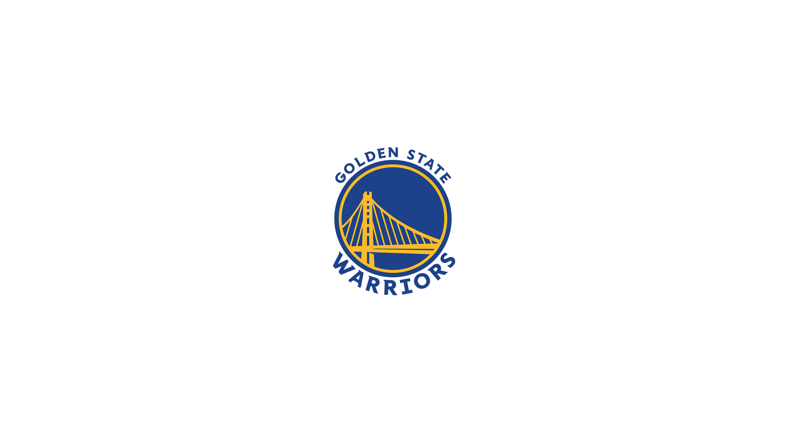 Golden State Warriors Logo, yellow bridge, blue circular background, 2K Desktop Wallpaper