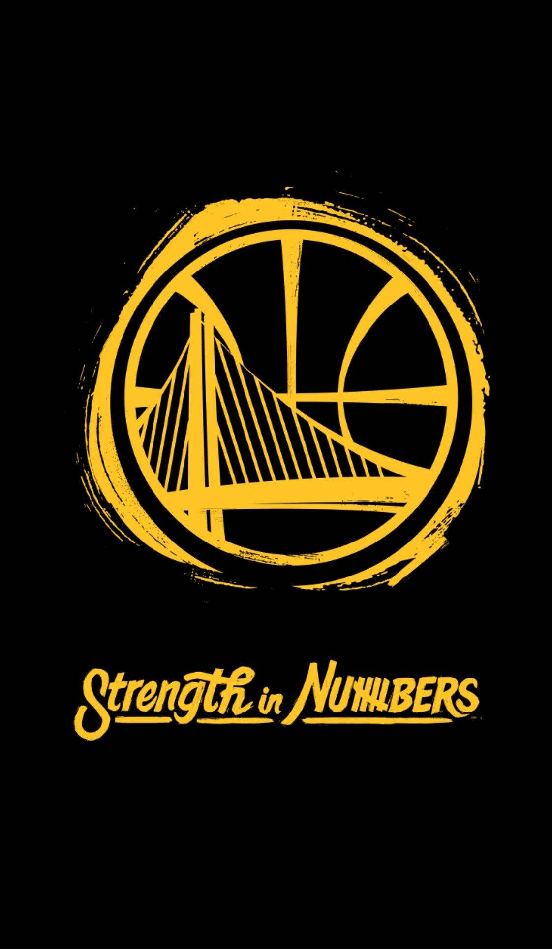 Golden State Warriors, yellow logo, bridge design, Full HD Phone Wallpaper