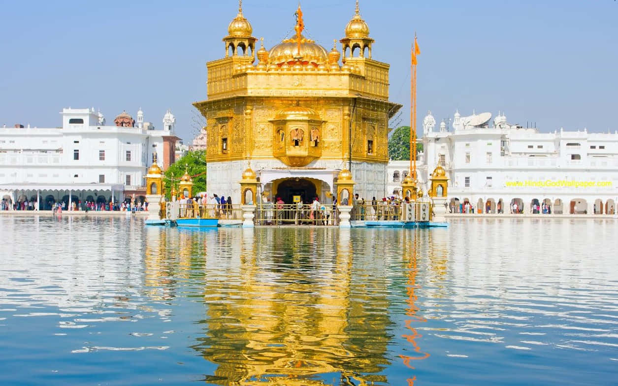 Golden Temple, entrance facade, bright sun, SD Desktop Wallpaper