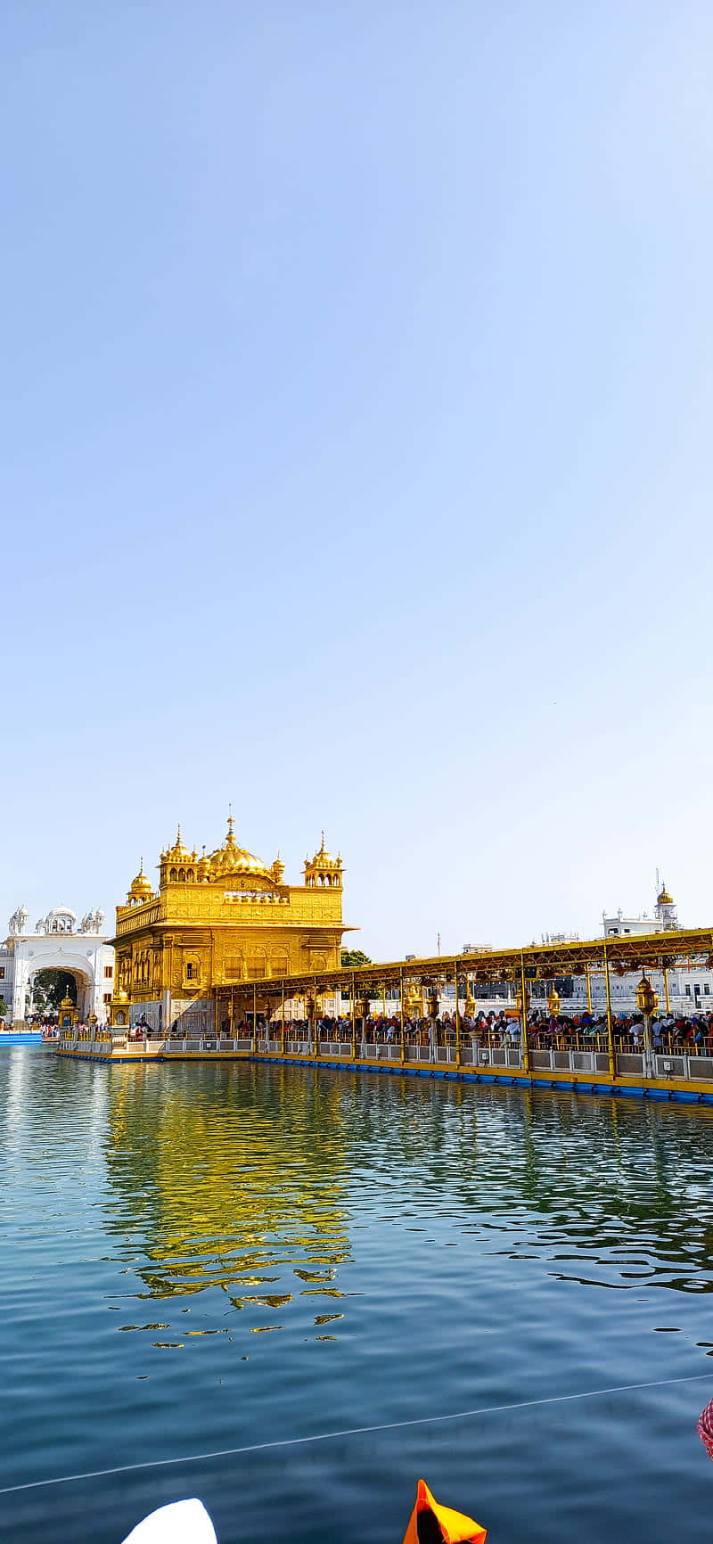 Golden Temple, causeway, clear blue sky, HD Phone Wallpaper