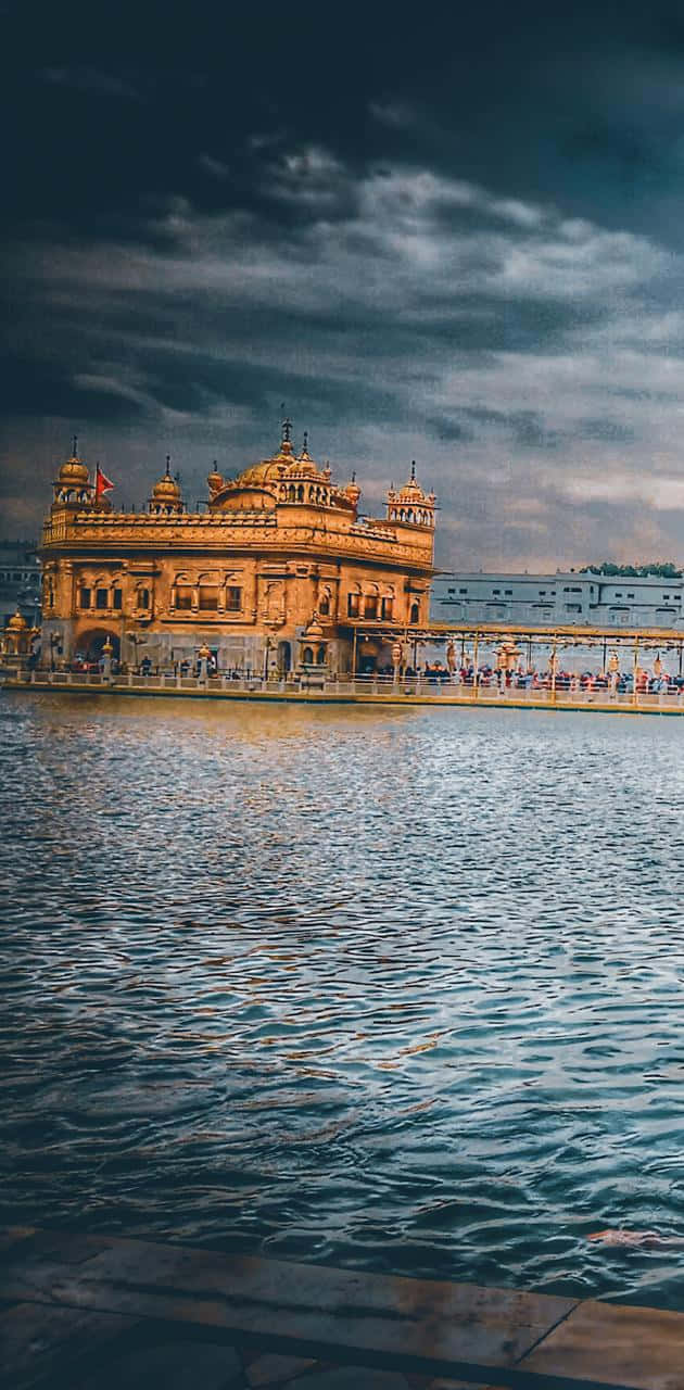 Golden Temple, stormy day, dramatic storm clouds, HD Phone Wallpaper