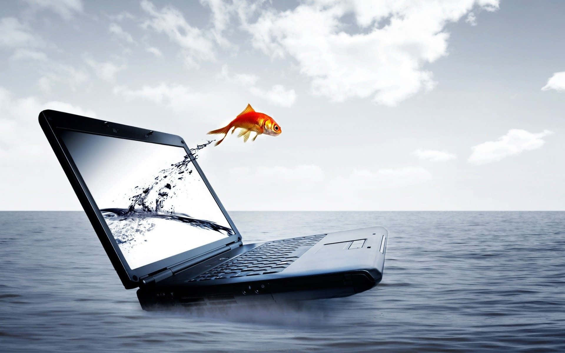Google Pixel Water Goldfish Laptop, golden fish, ocean water, Full HD Desktop Wallpaper