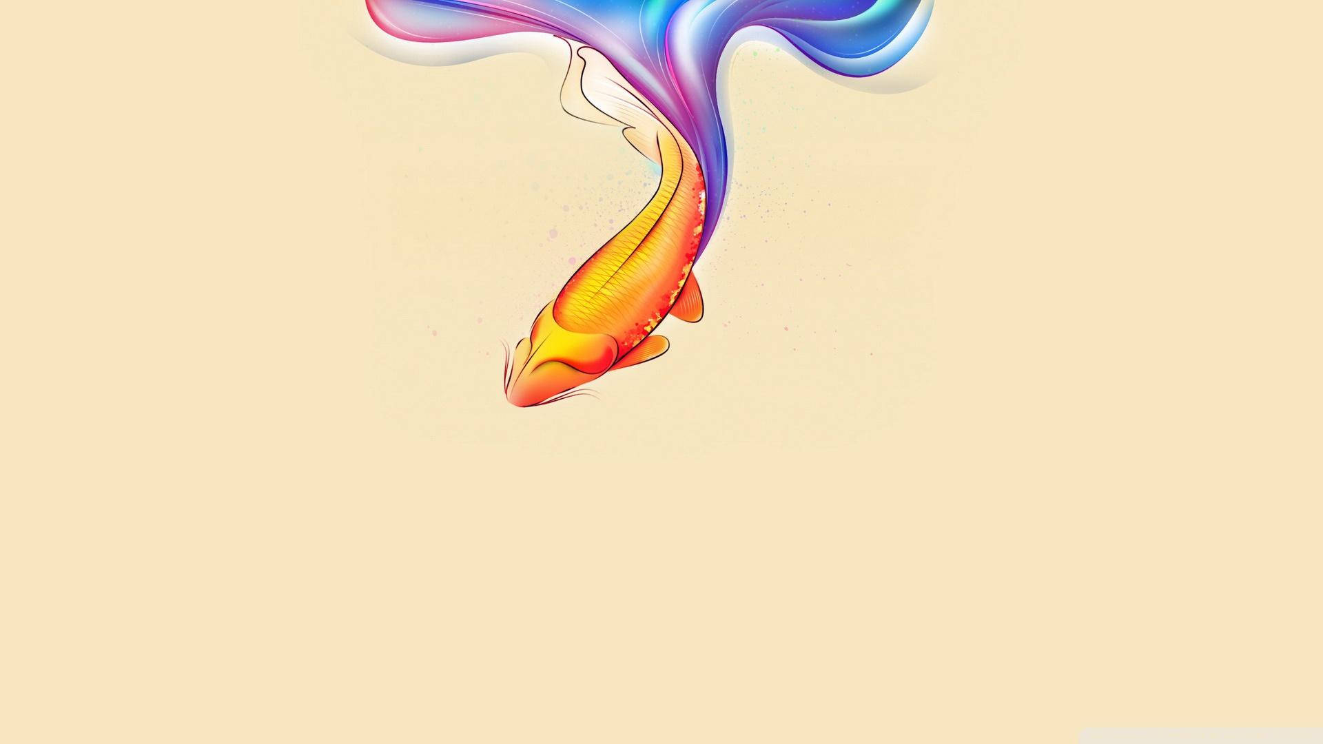 gradient tailed goldfish, orange koi fish, swirling blue and pink energy trail, Full HD Desktop Wallpaper