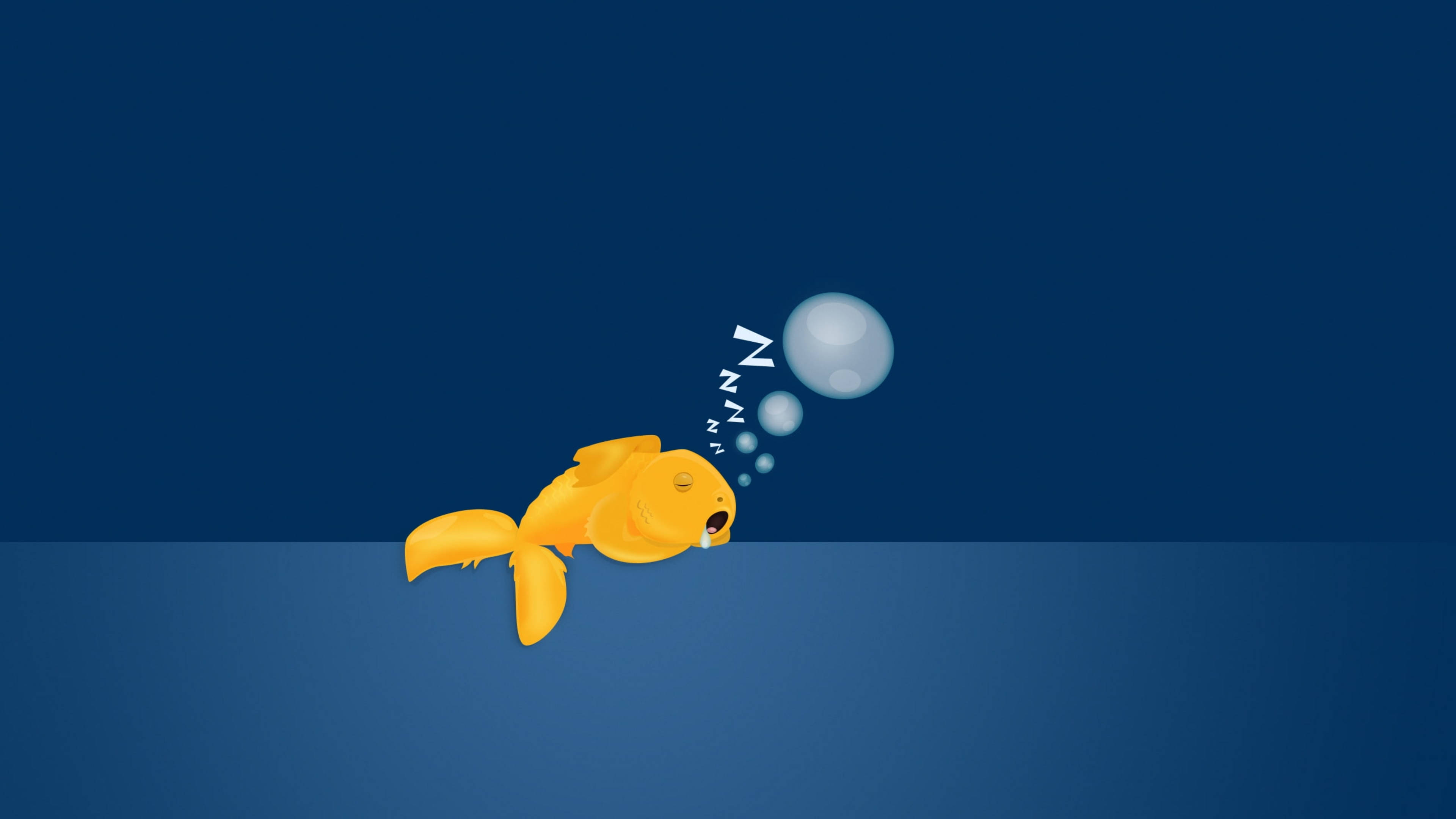 goldfish, Zzz, deep blue gradient background, 4K Desktop Wallpaper