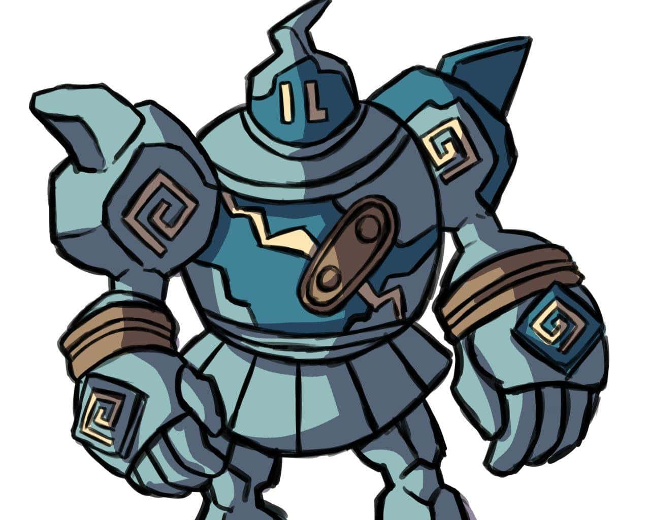 Golett, blue armored robot, geometric patterns, HD Desktop Wallpaper