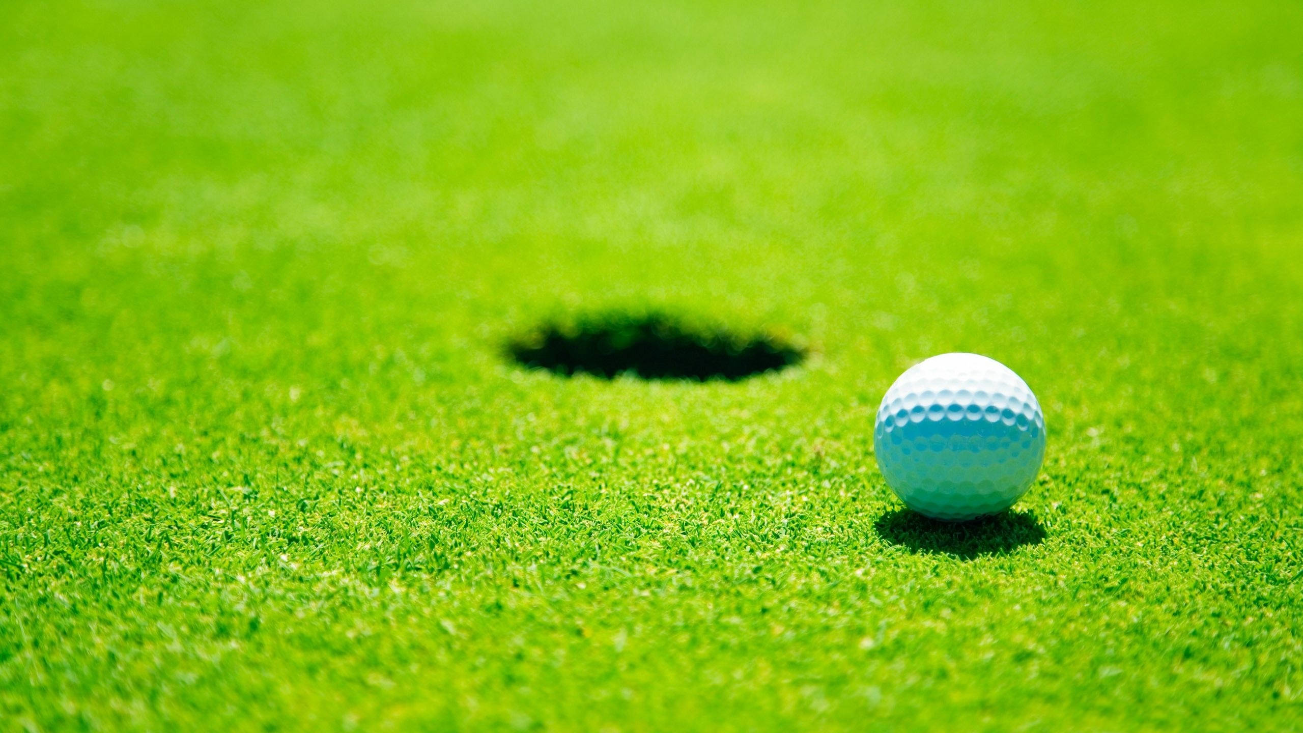 golf ball, goal, vibrant green grass, 2K Desktop Wallpaper