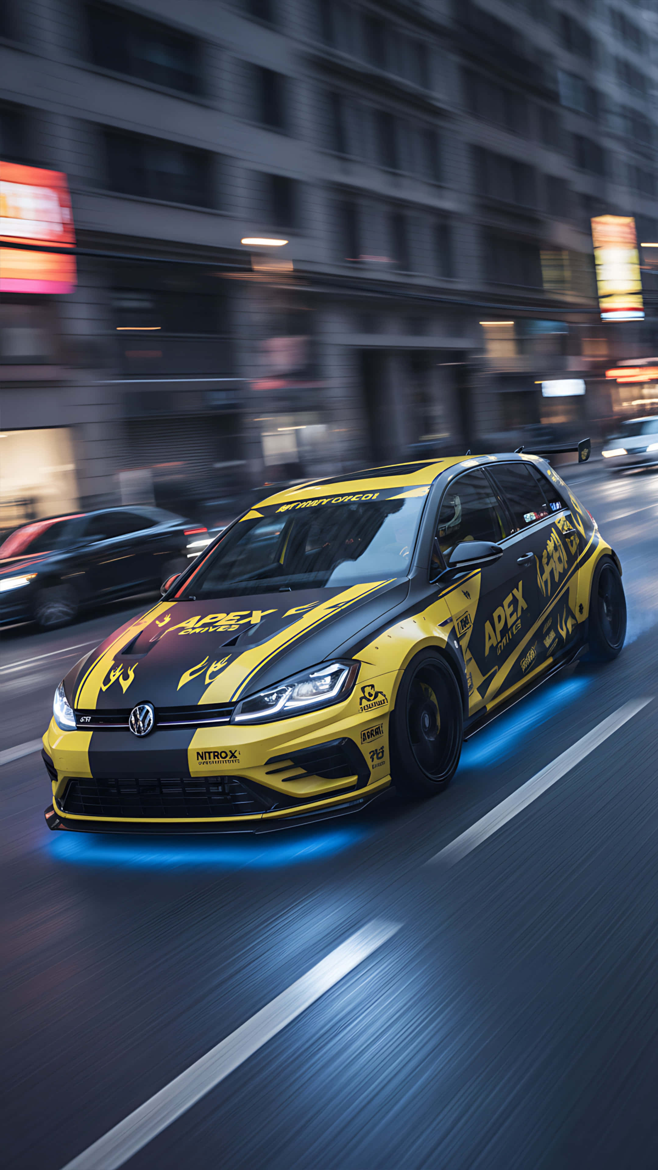 Golf GTI, yellow, black, 4K Phone Wallpaper