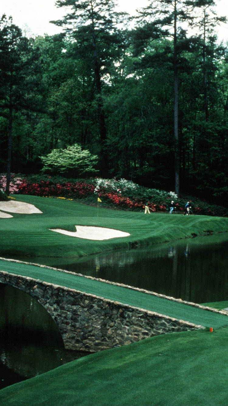 Golf course, stone bridge, water, HD Phone Wallpaper