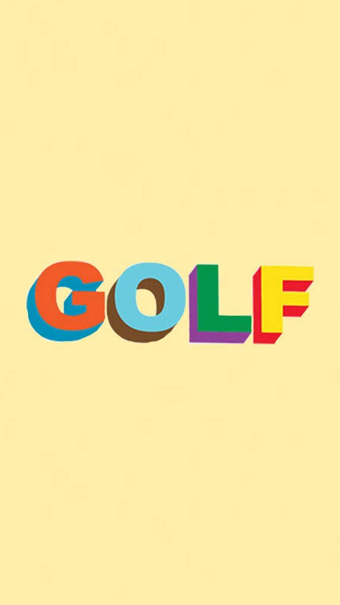 GOLF, 3d letters, pale yellow background, SD Phone Wallpaper