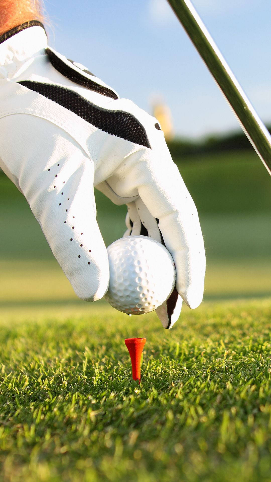 Golf Phone, white golf ball, red tee, Full HD Phone Wallpaper