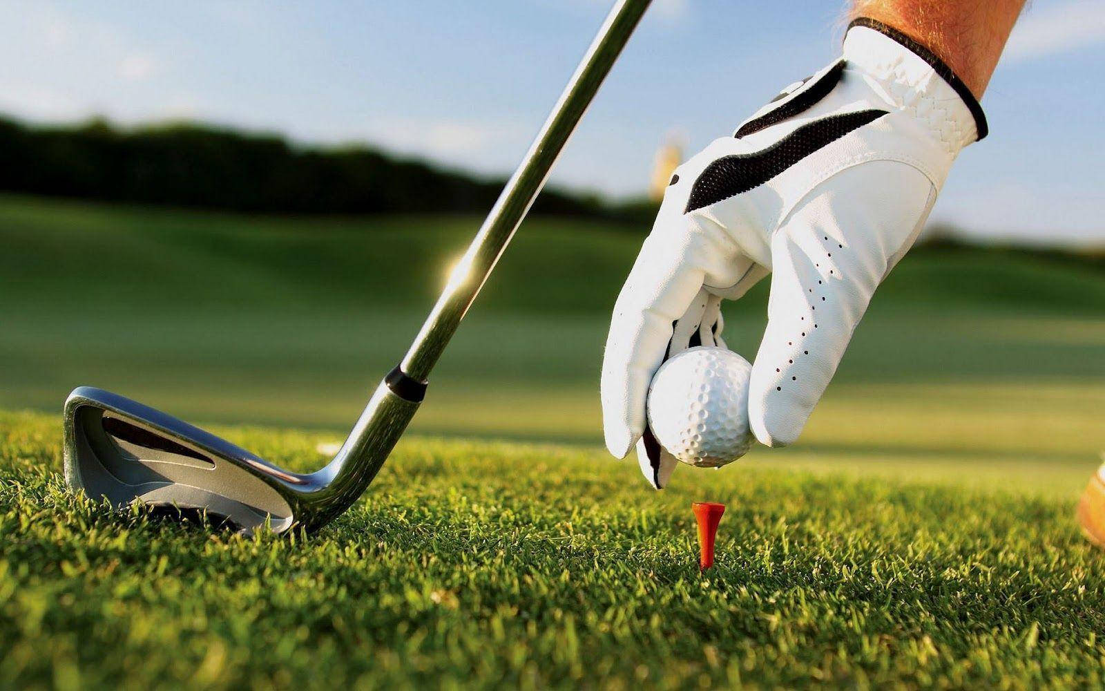 golfer's gloved hand, white golf ball, red tee, HD Desktop Wallpaper