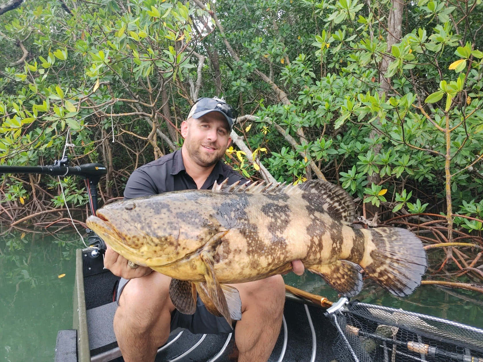 Goliath Grouper, angler, boat, HD Desktop Wallpaper
