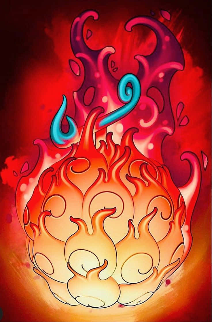 Gomu Gomu No Mi, fiery orb, swirling orange flames, SD Phone Wallpaper