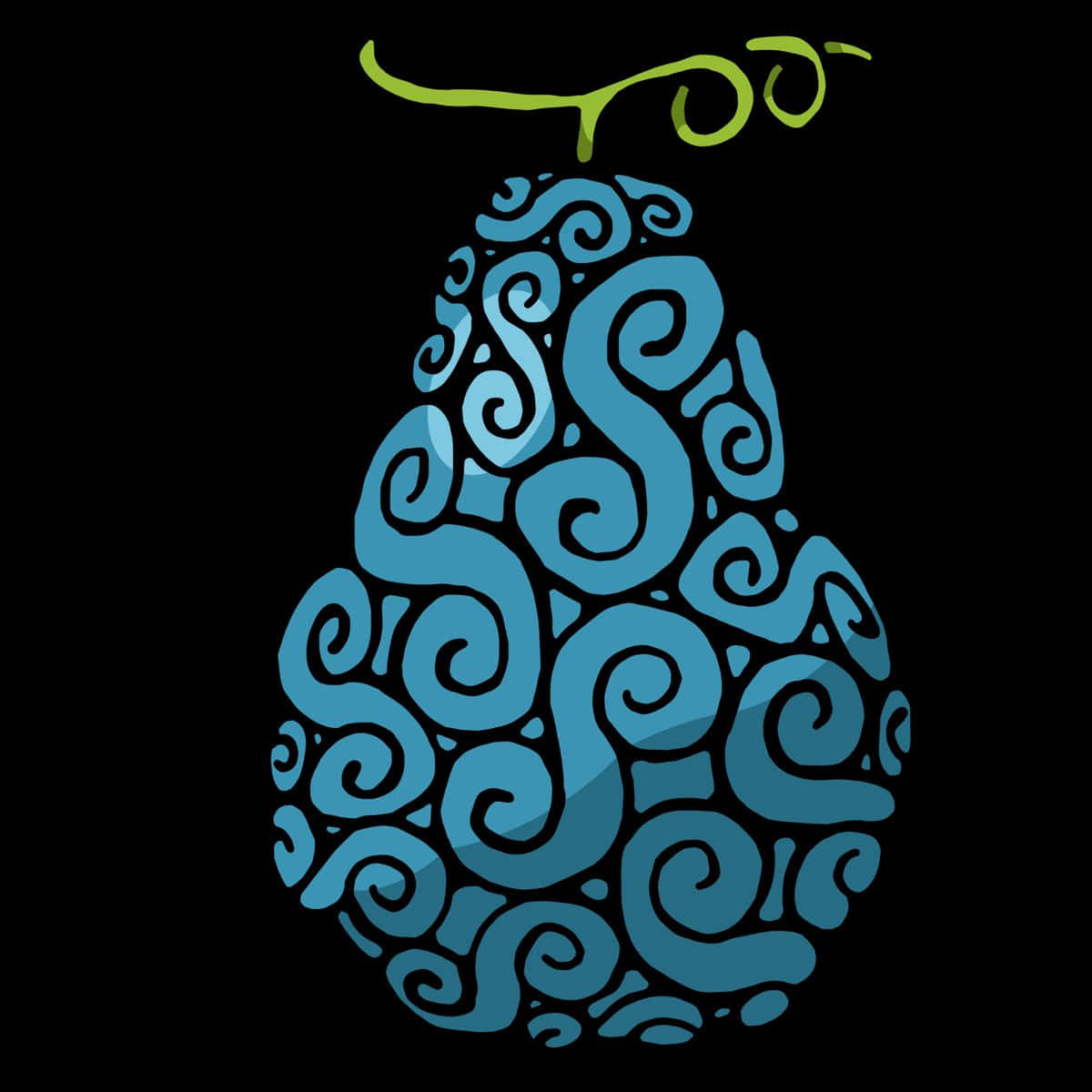 Gomu Gomu No Mi, blue pear-shaped fruit, swirling patterns, SD Desktop Wallpaper