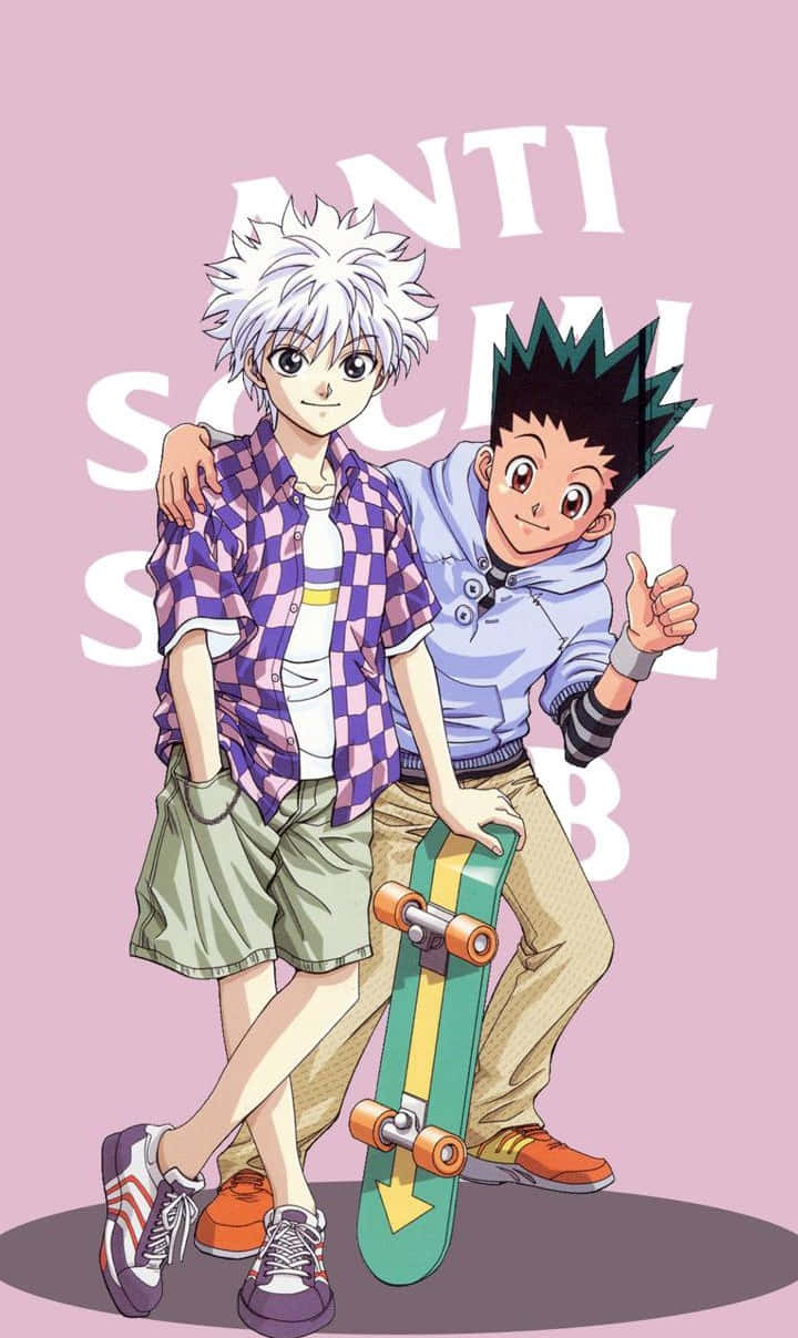 Gon, Killua, skateboard, SD Phone Wallpaper