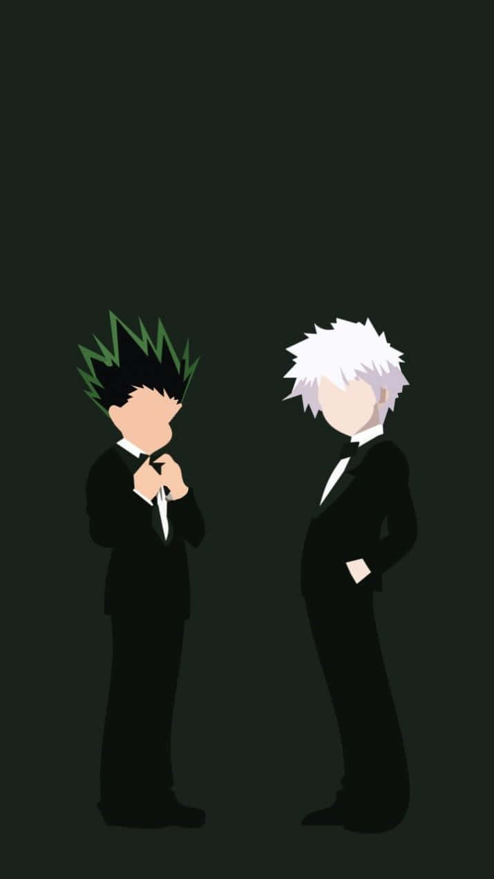 Gon, Killua, black suits, SD Phone Wallpaper
