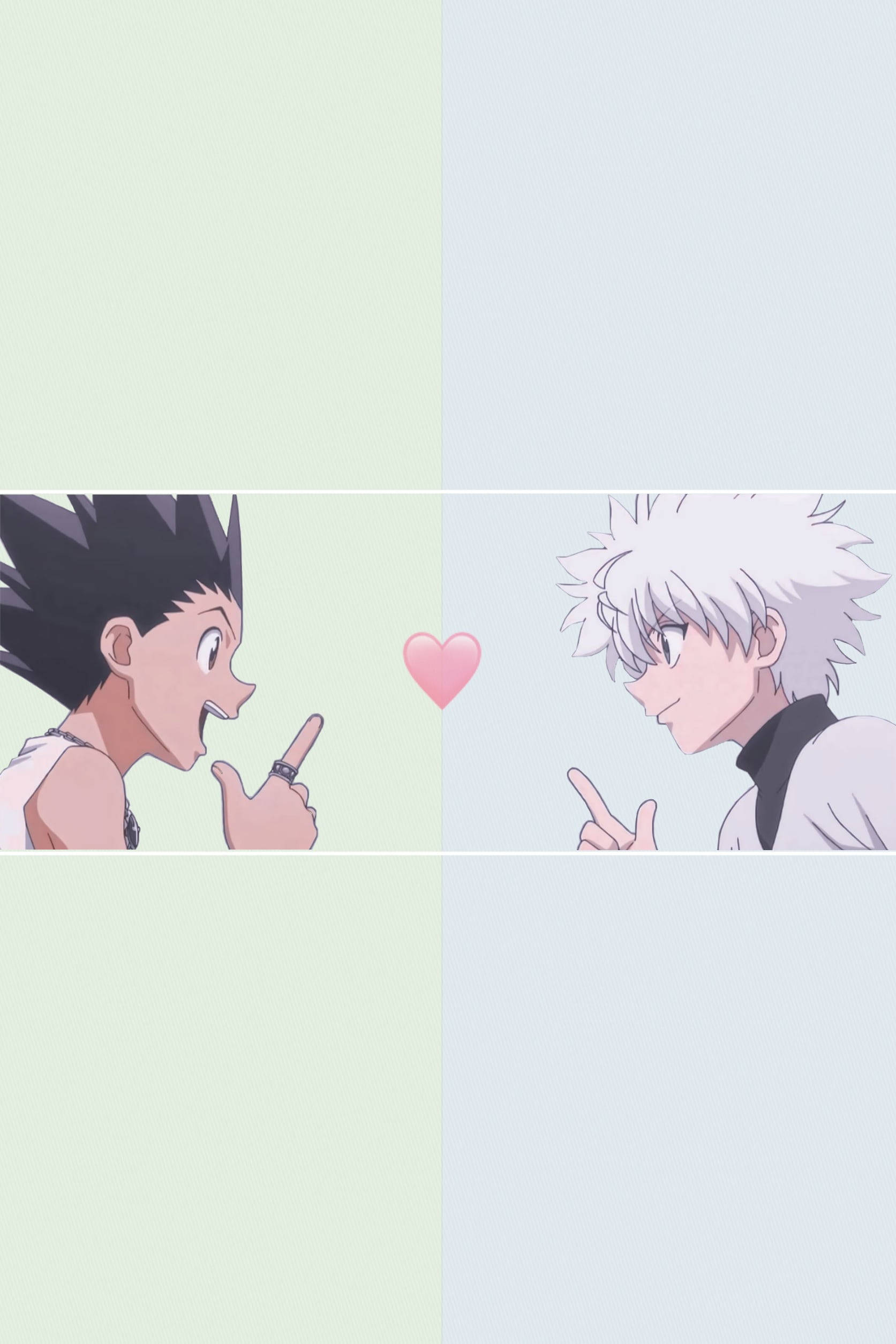 Gon And Killua, pastel, pink heart, Full HD Phone Wallpaper
