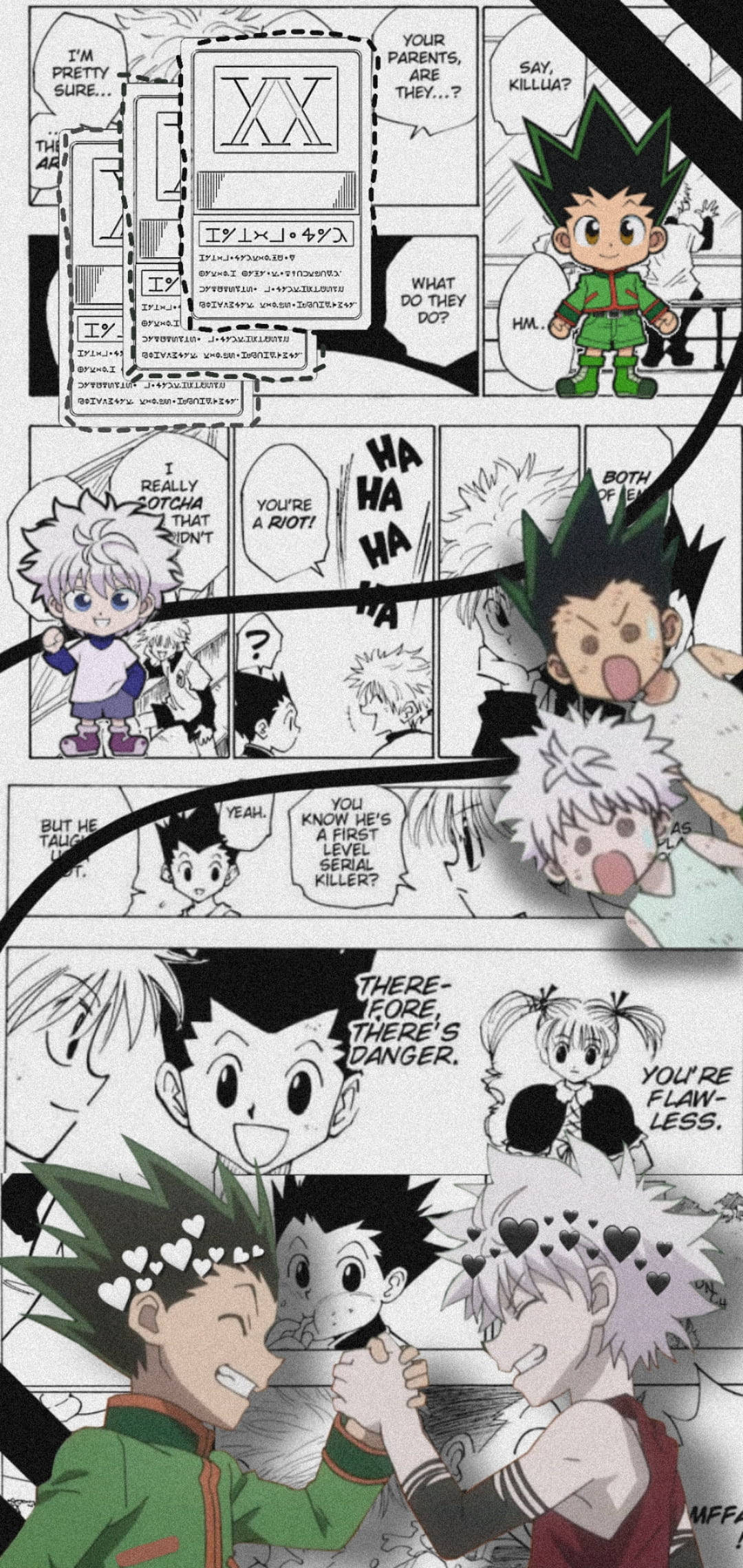 Gon And Killua, chibi-style, manga panel, Full HD Phone Wallpaper