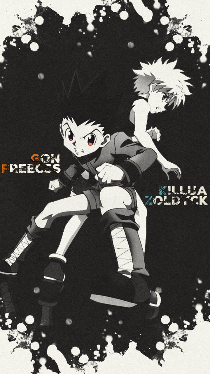 Gon, Killua, black and white, HD Phone Wallpaper