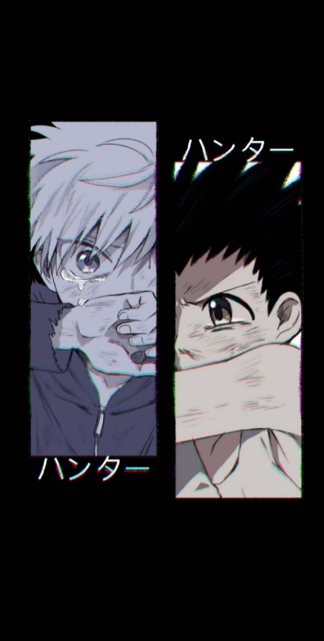 Gon, Killua, glitch effects, Full HD Phone Wallpaper