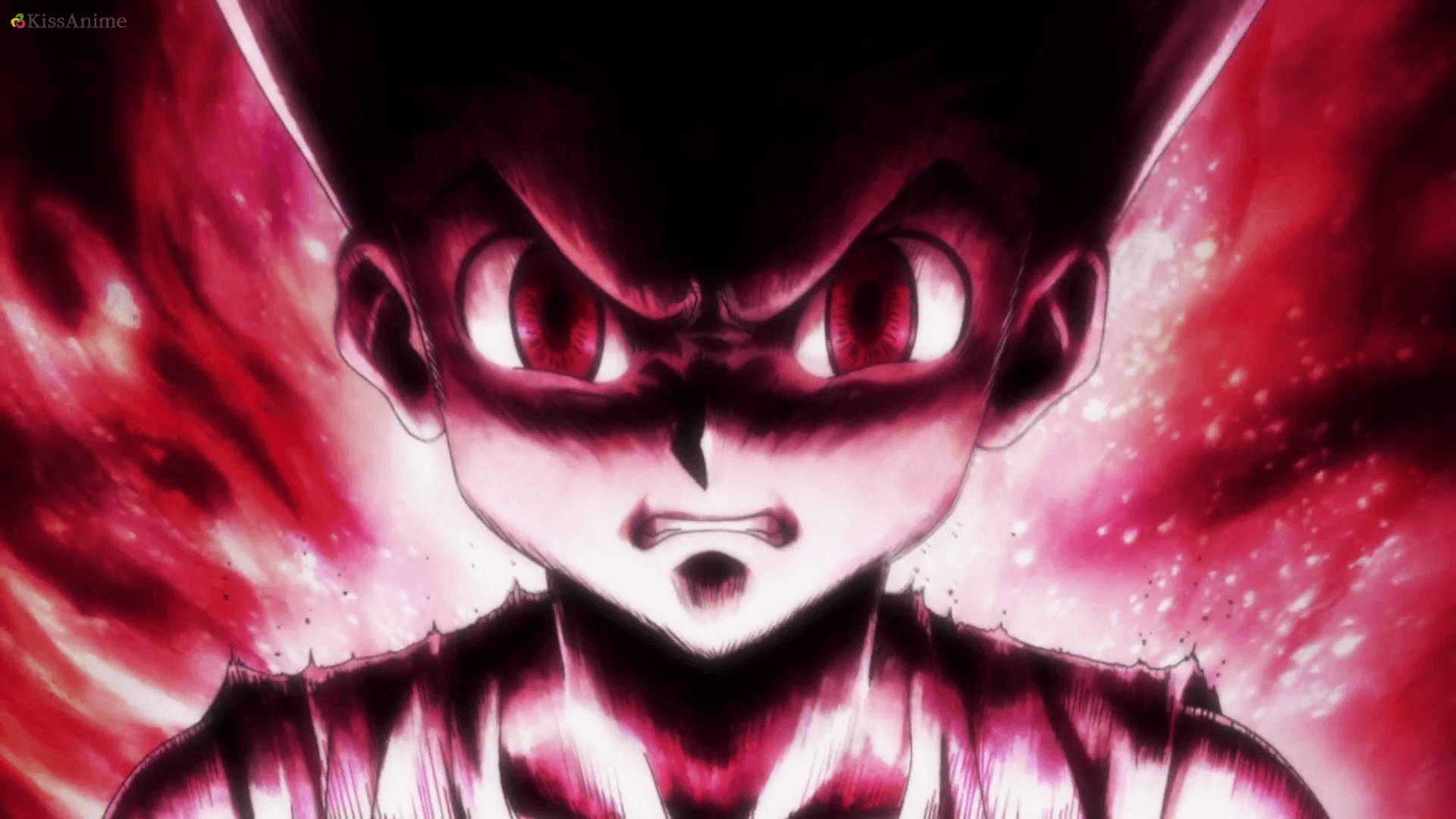 Gon Freecss, red glowing aura, glowing red eyes, Full HD Desktop Wallpaper