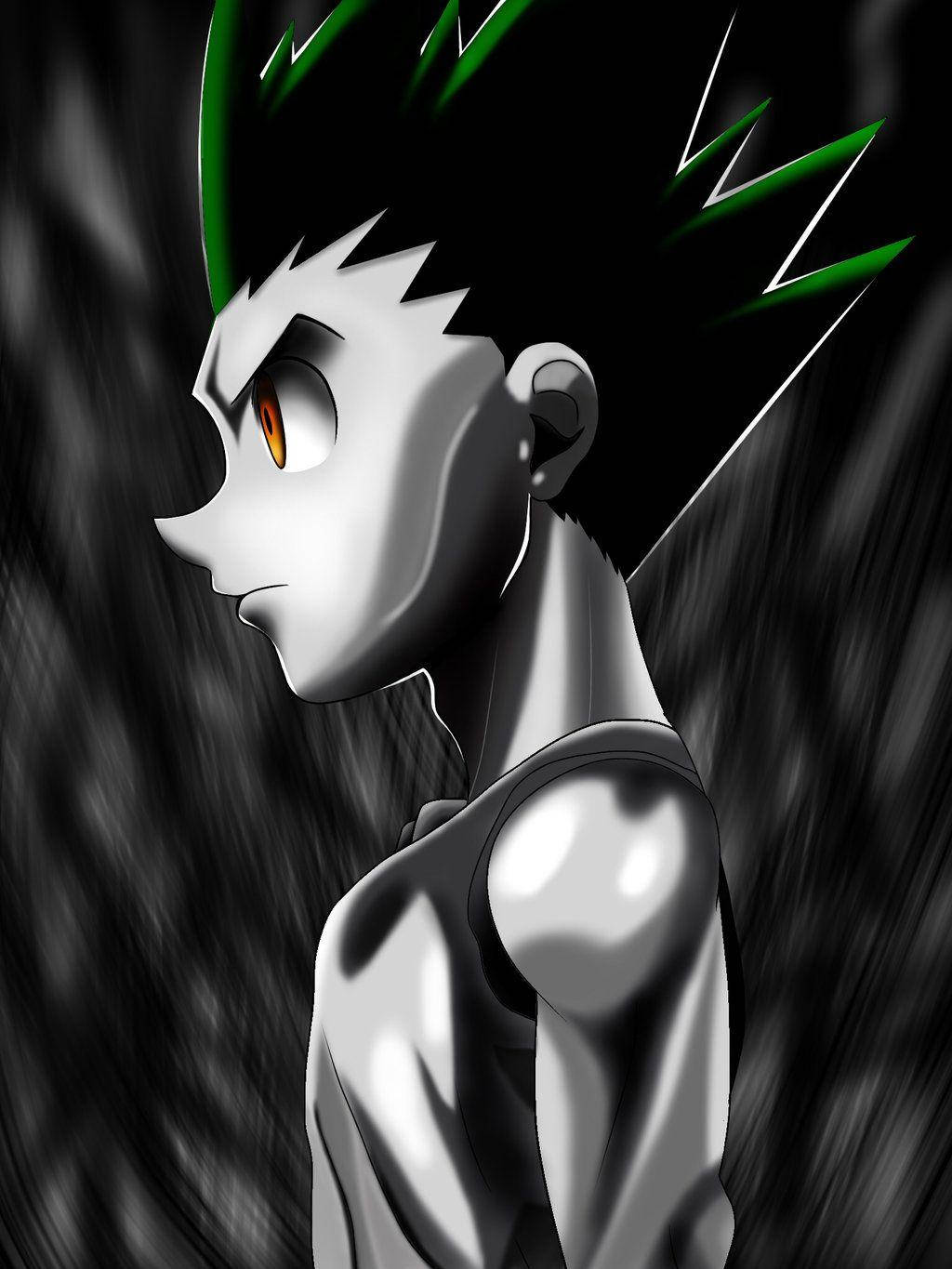 Gon Freecss, spiky black and green hair, orange eyes, HD Phone Wallpaper