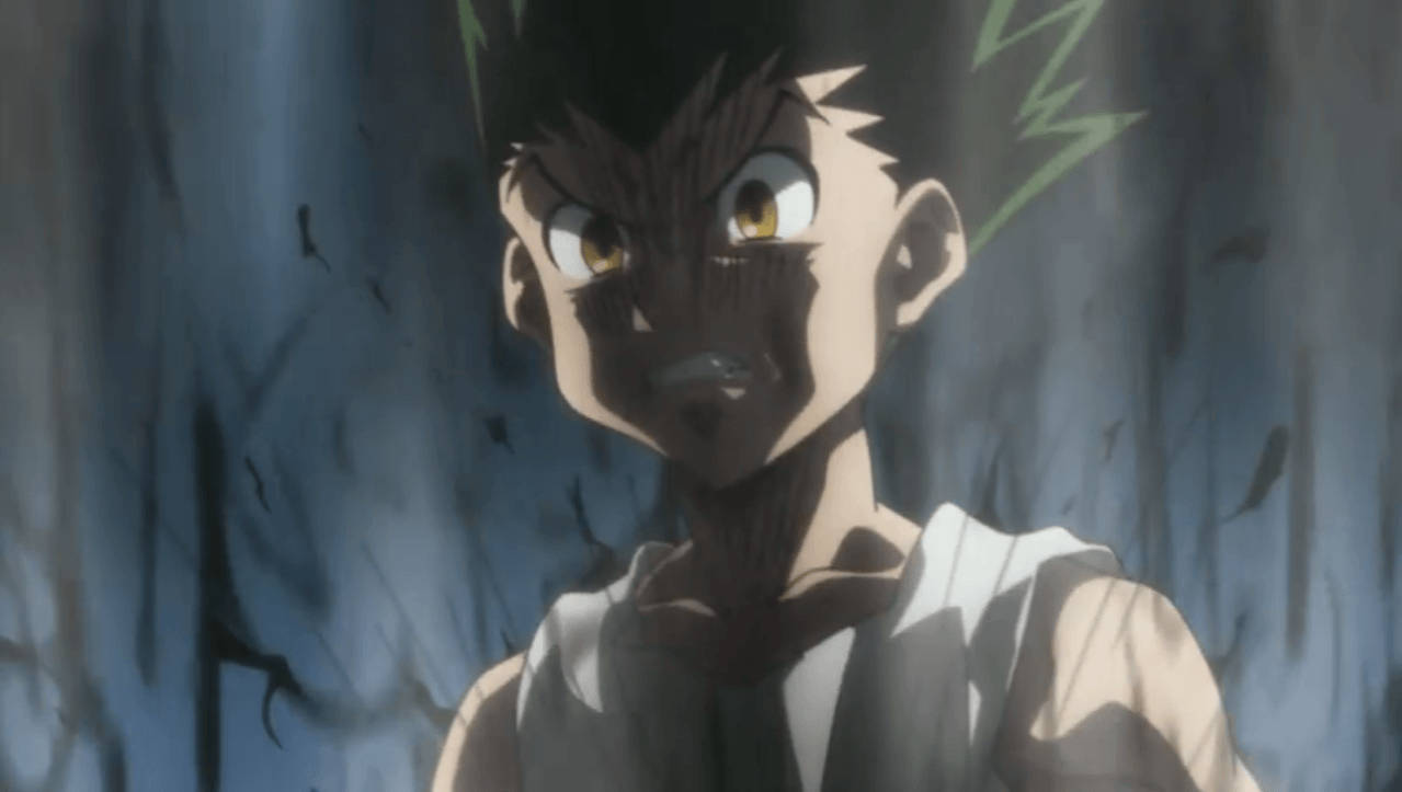 Gon Freecss, spiky black hair, glowing yellow eyes, SD Desktop Wallpaper