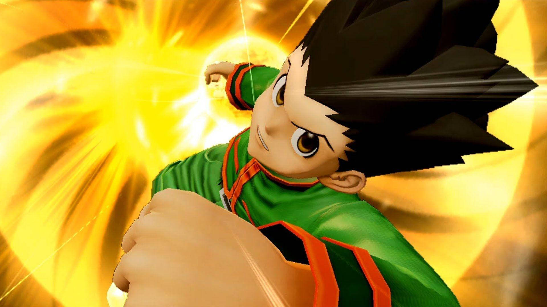 Gon Freecss, green and orange outfit, glowing yellow energy, Full HD Desktop Wallpaper