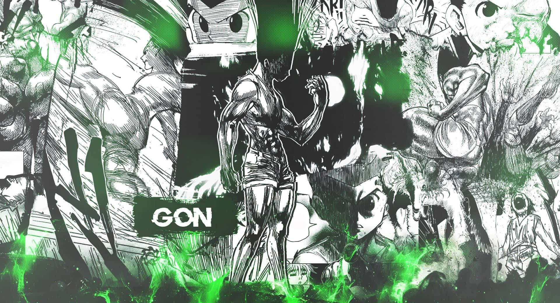 Gon, Hunter X Hunter, green energy bursts, Full HD Desktop Wallpaper