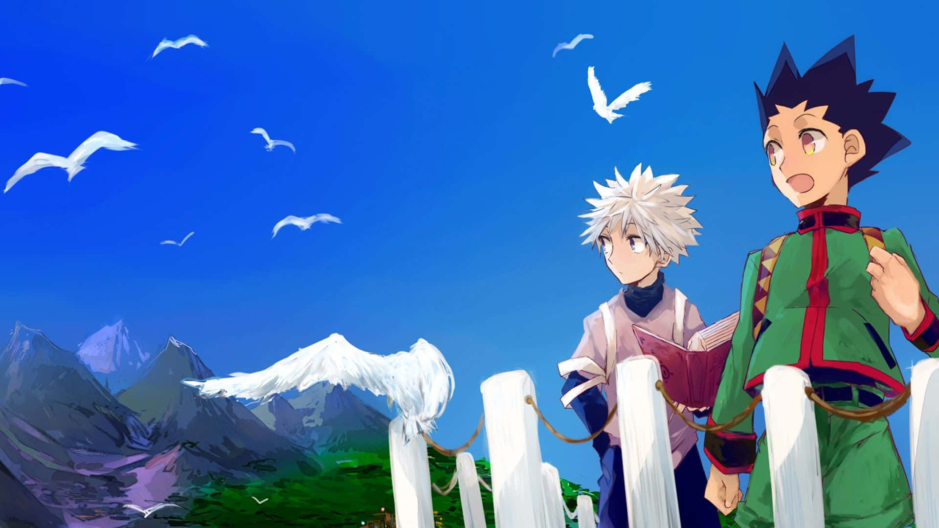 Gon, Killua, snowy mountains, Full HD Desktop Wallpaper
