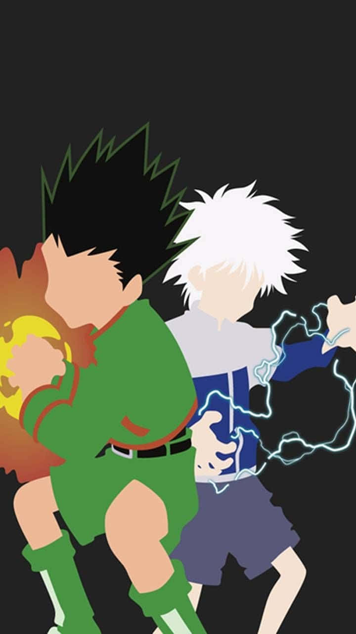 Gon Killua, fiery aura, electric energy, HD Phone Wallpaper