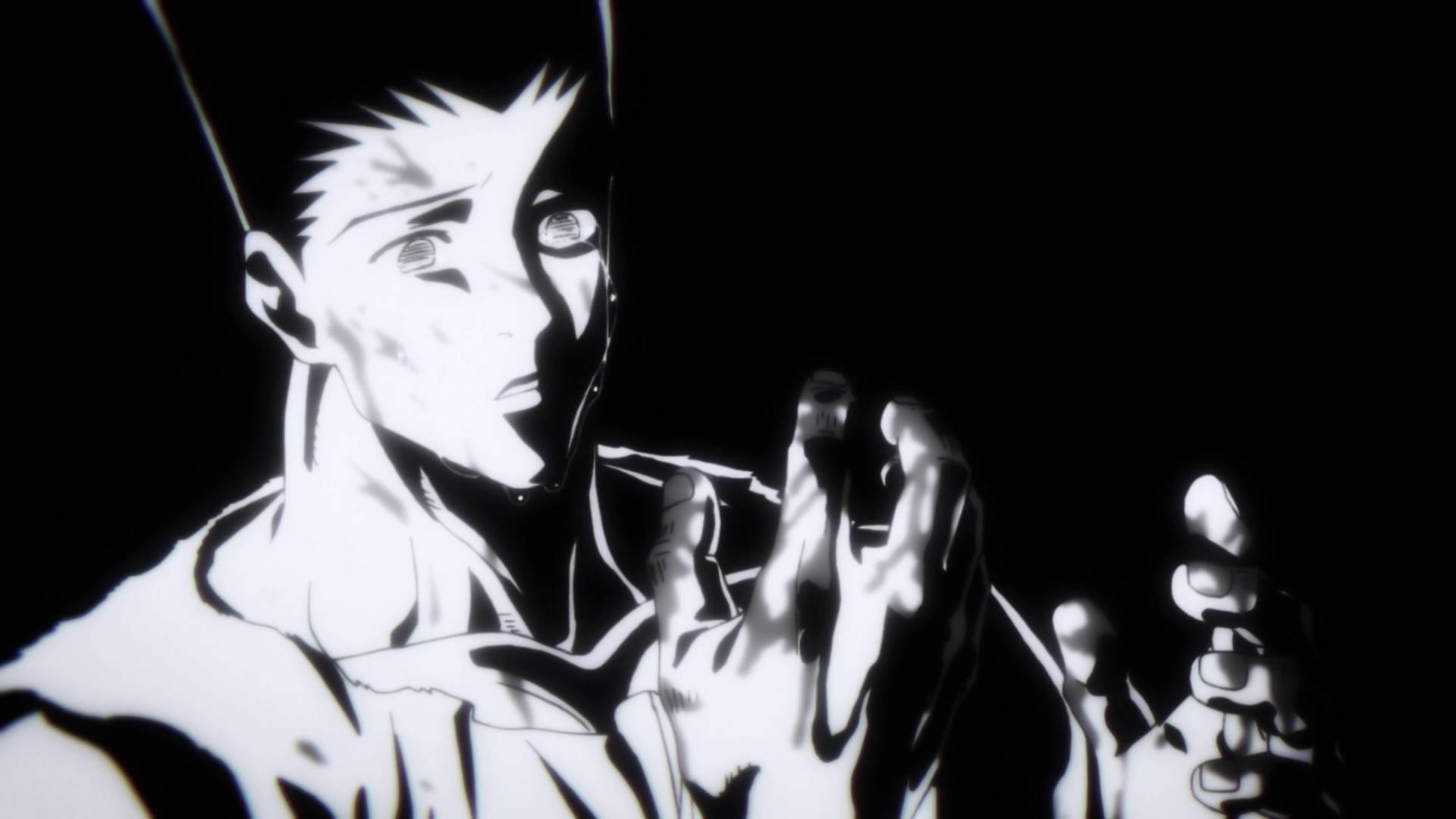 Gon, black and white, spiky hair, Full HD Desktop Wallpaper