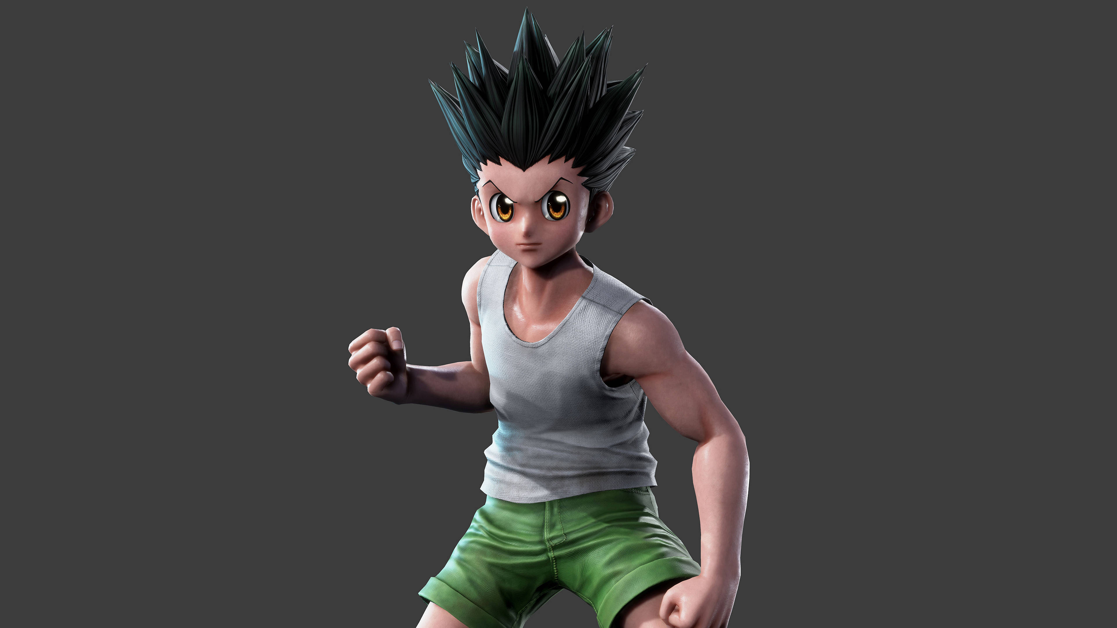Gon, spiky black hair, golden eyes, 4K Desktop Wallpaper