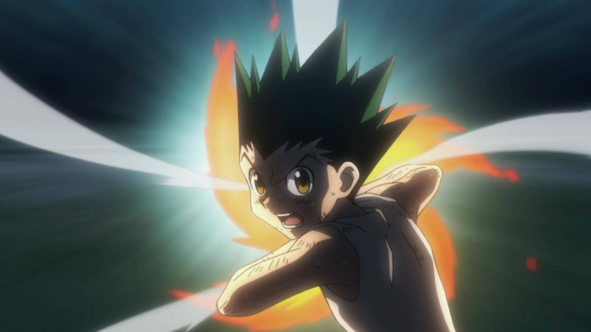 Gon, rock paper scissor power, spiky black hair, Full HD Desktop Wallpaper