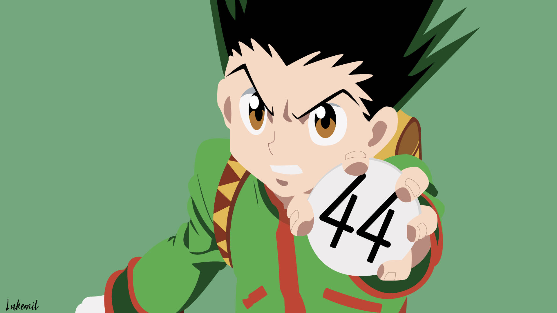 Gon, number 44 plate, spiky black hair, Full HD Desktop Wallpaper