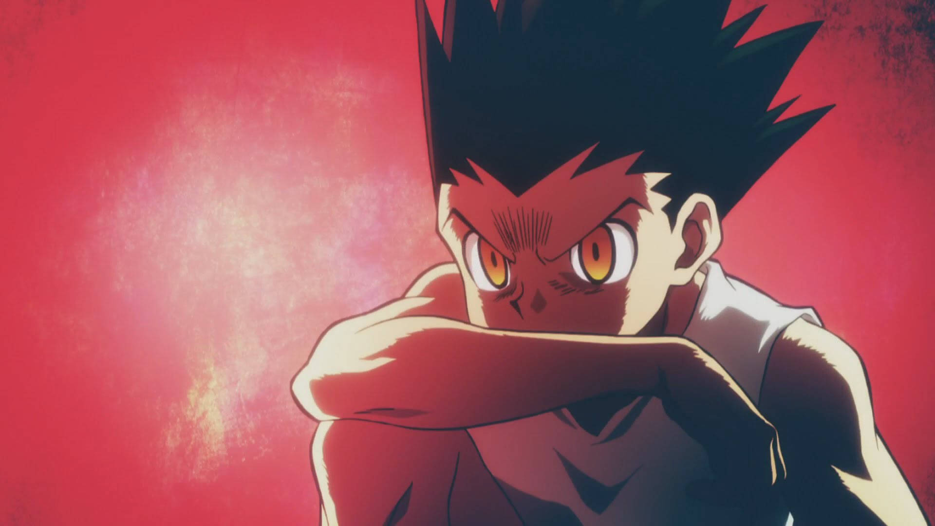 Gon, spiky black hair, glowing orange eyes, Full HD Desktop Wallpaper