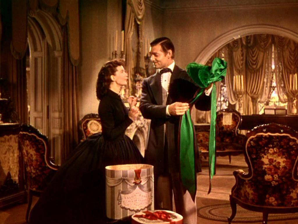 Gone With The Wind, green bonnet, tuxedo, SD Desktop Wallpaper