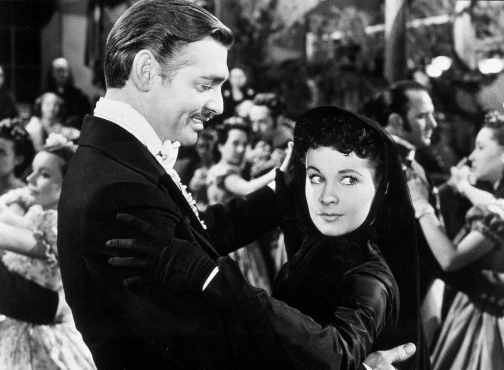 Gone With The Wind, black and white, man and woman dancing, HD Desktop Wallpaper