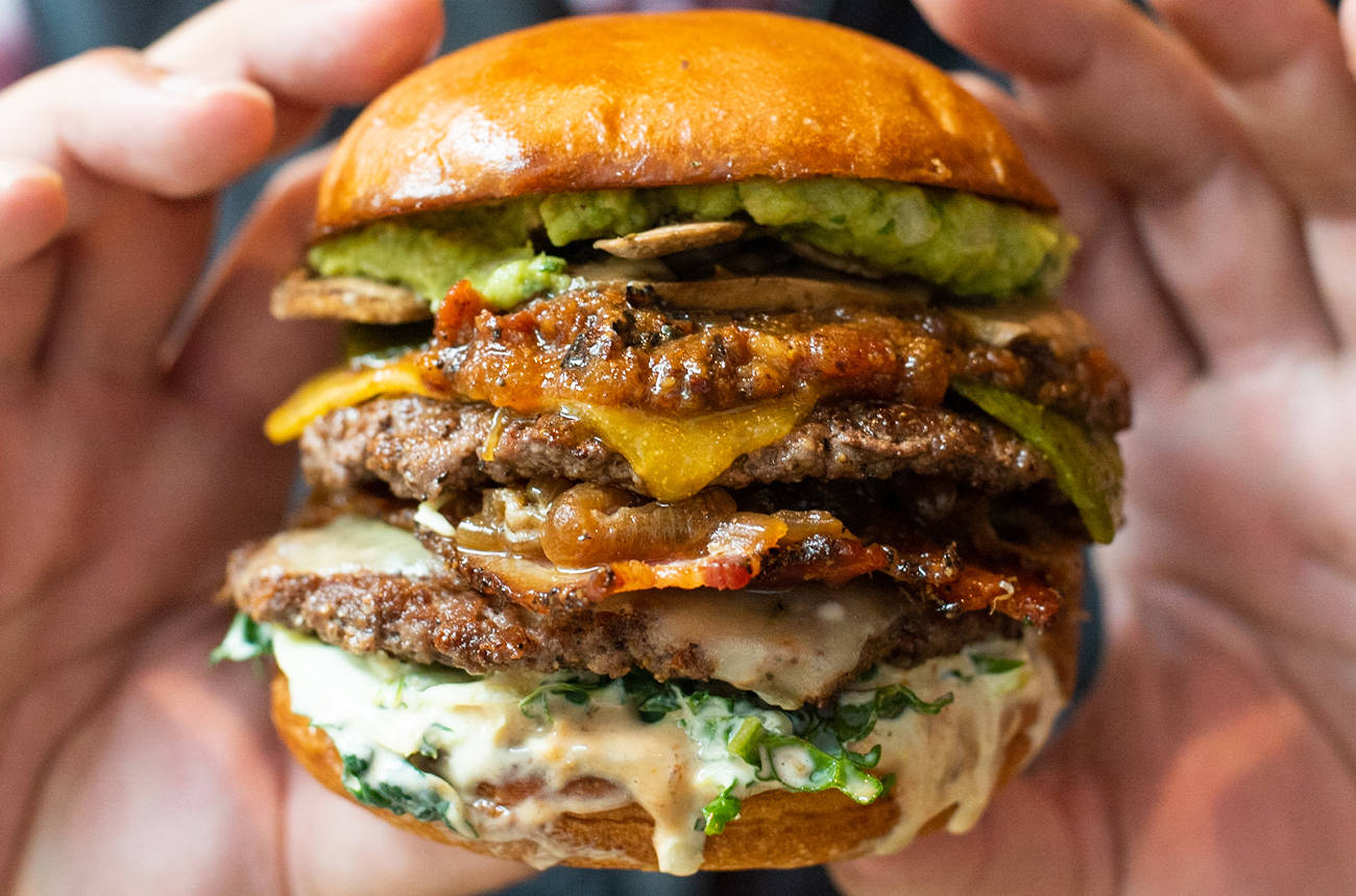 tasty burger, gourmet burger, melted cheese, HD Desktop Wallpaper