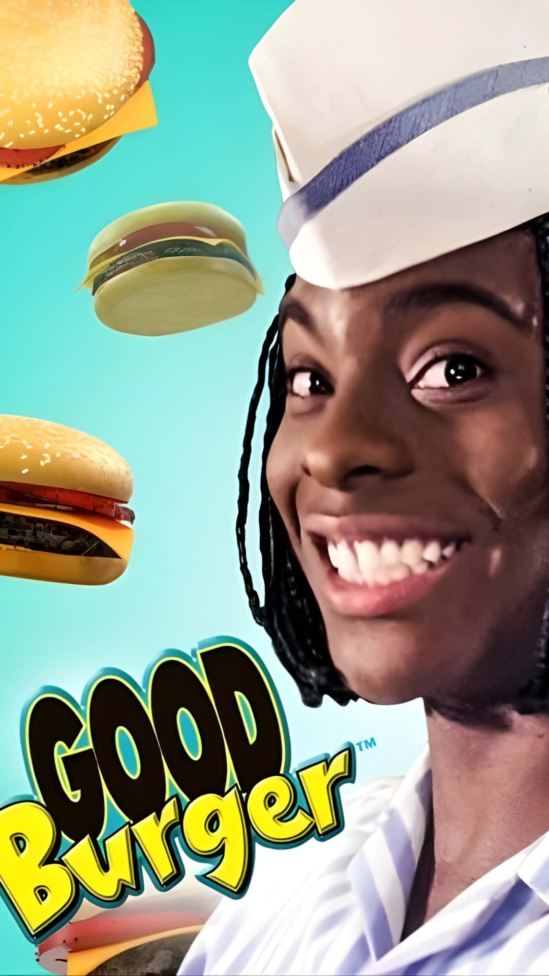 Good Burger, white hat, floating burgers, Full HD Phone Wallpaper