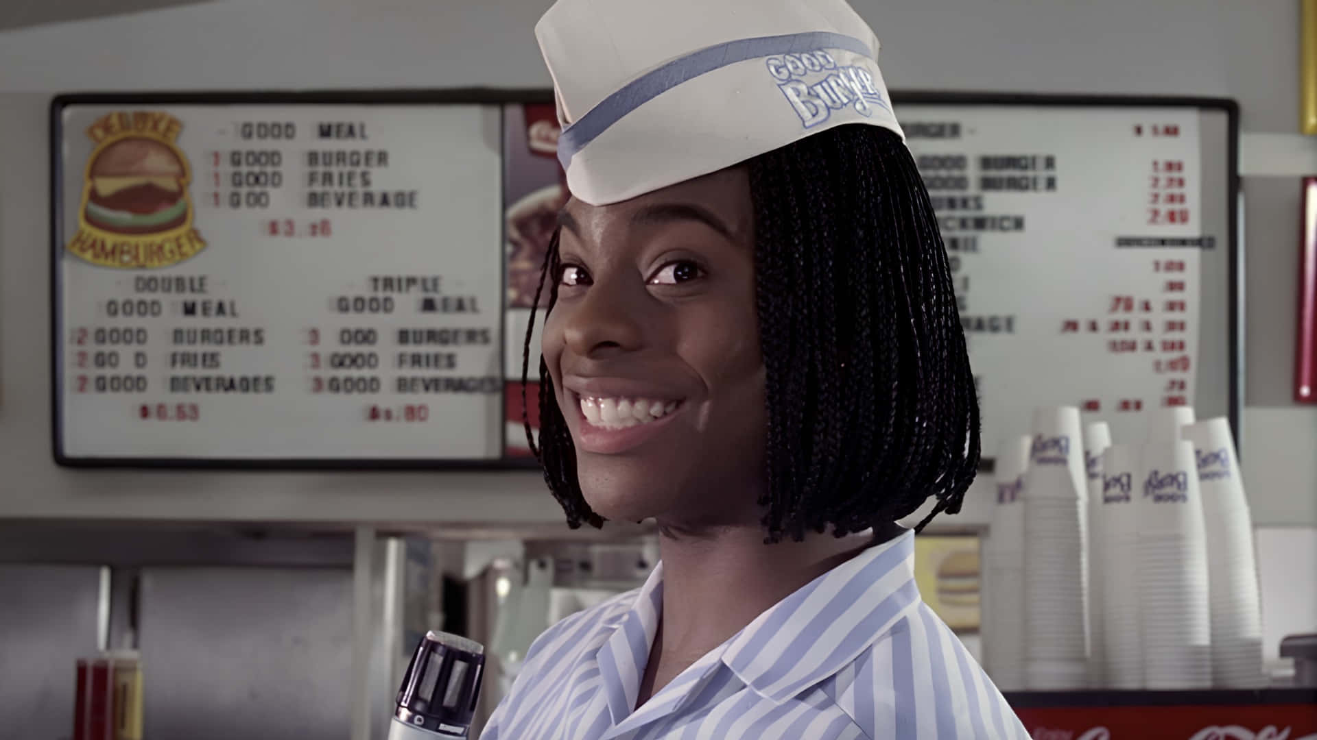 Good Burger, striped uniform, hat, Full HD Desktop Wallpaper