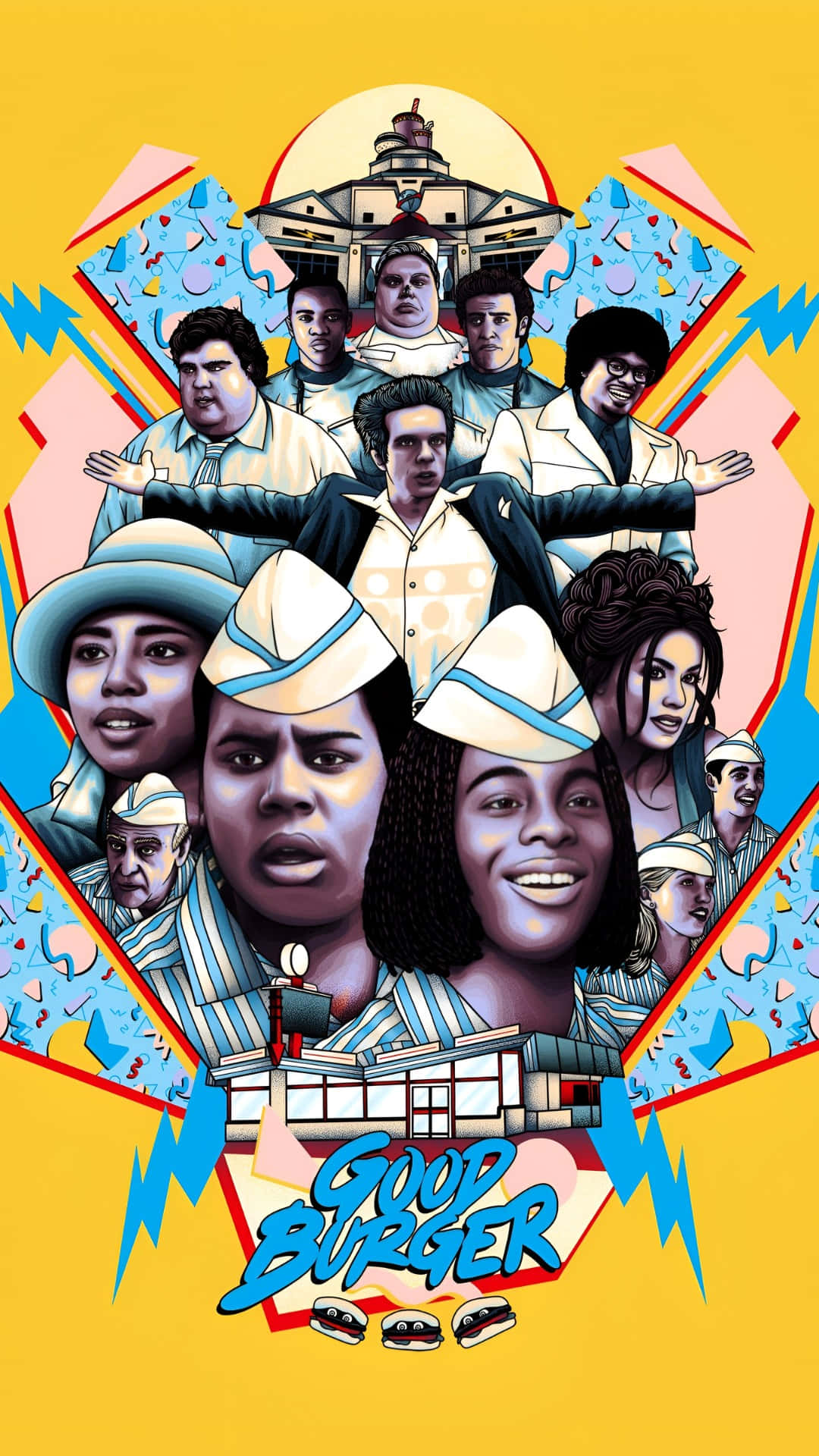 Good Burger, retro poster, striped uniforms, Full HD Phone Wallpaper