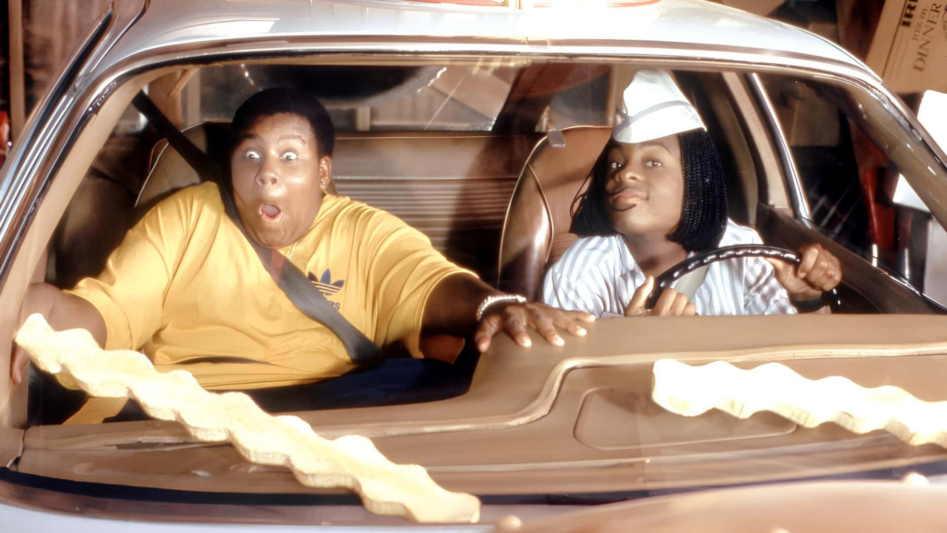 Good Burger, tan car, wavy cream-colored trim, Full HD Desktop Wallpaper